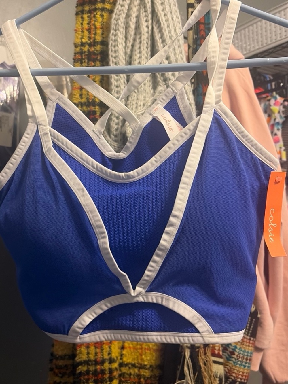 Colsie Royal Blue Sports Bralette with White Trim